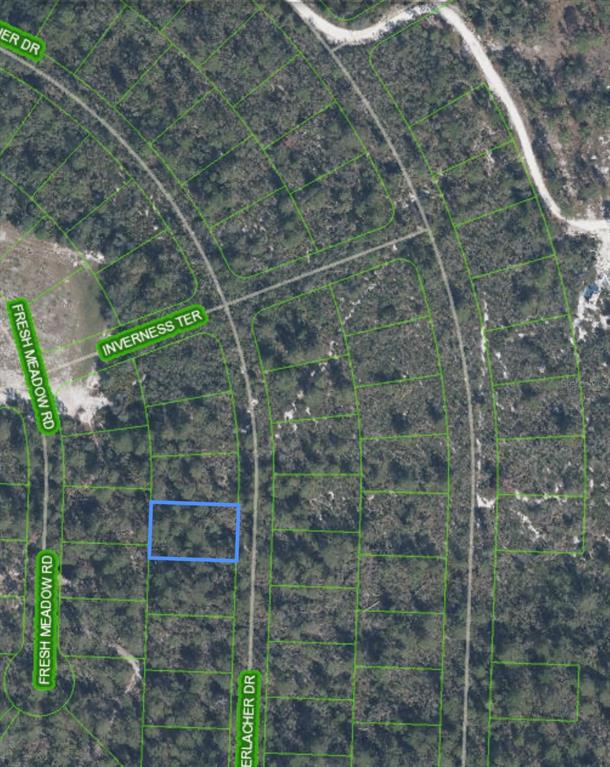 This is a satellite map view showing a highlighted residential lot in a wooded area — 10640 INTERLACHER DRIVE, SEBRING, FL