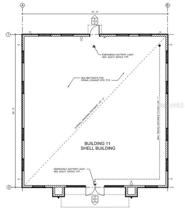 This floor plan shows the layout and dimensions of a rectangular shell building — 5046 OLD TAMPA HWY UNIT 11, KISSIMMEE, FL
