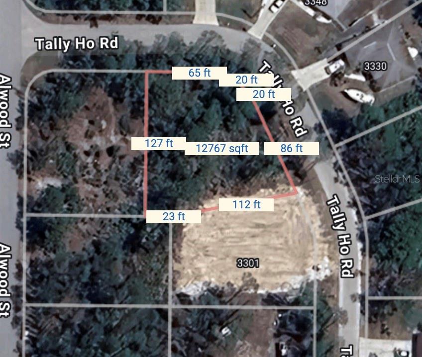 This is a map showing the property boundaries and dimensions of a vacant residential lot — TALLY HO ROAD, NORTH PORT, FL