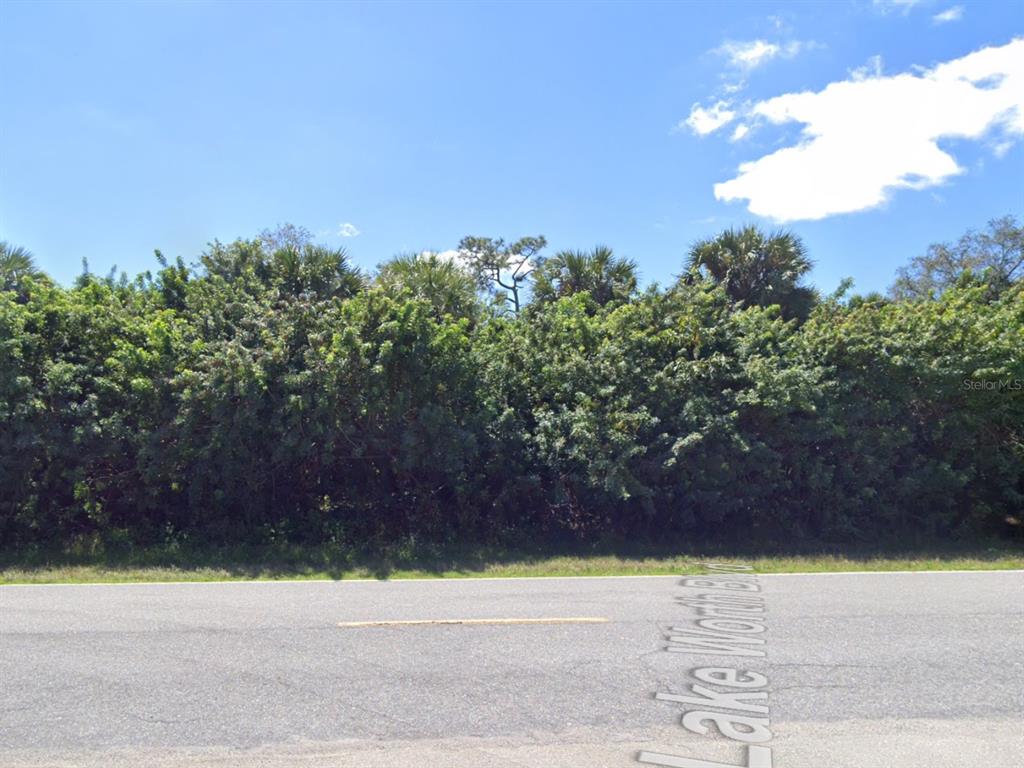A dense line of trees and shrubs borders a paved road under a blue sky — 18421 LAKE WORTH BOULEVARD, PORT CHARLOTTE, FL
