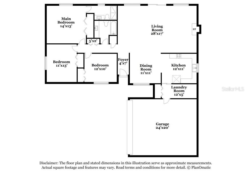 This is a floor plan showing a house with three bedrooms, a garage, and living areas — 15709 SQUIRREL TREE PLACE, TAMPA, FL