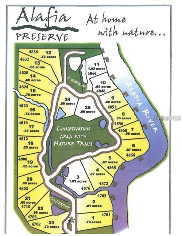 This is a map showing the layout of lots and a conservation area in a neighborhood — 4876 RAMBLING RIVER ROAD, BRANDON, FL