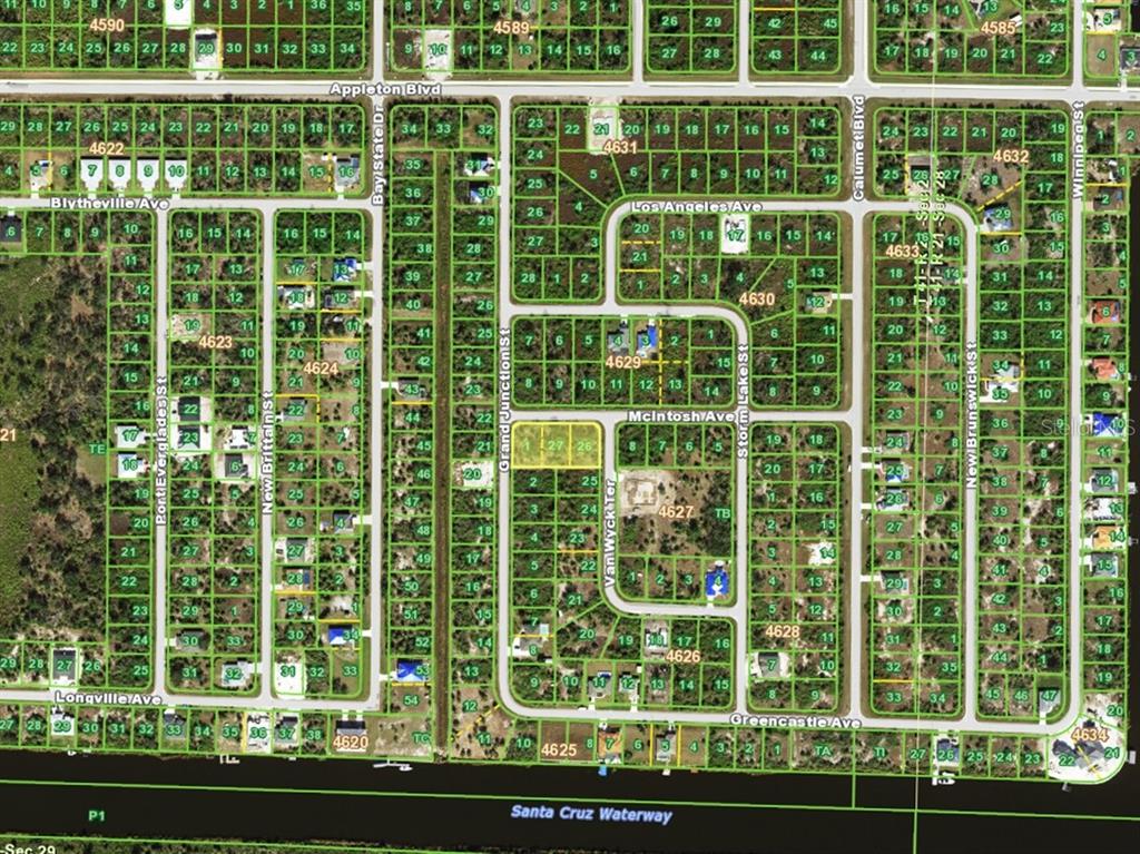This is a map showing a residential neighborhood layout with numbered lots and streets — 10431 VAN WYCK TERRACE, PORT CHARLOTTE, FL