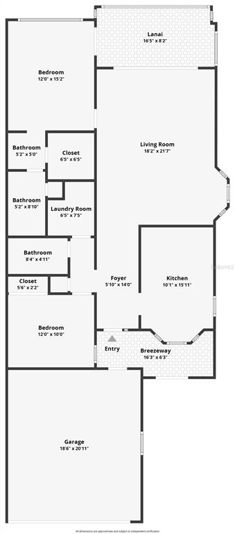 This is a floor plan showing a home layout with a garage, bedrooms, and living areas — 5633 E LONG COMMON COURT UNIT 20, SARASOTA, FL