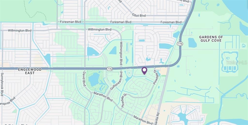 This image is a map showing the location of a property in a residential area — 13323 HARNEY AVENUE, PORT CHARLOTTE, FL
