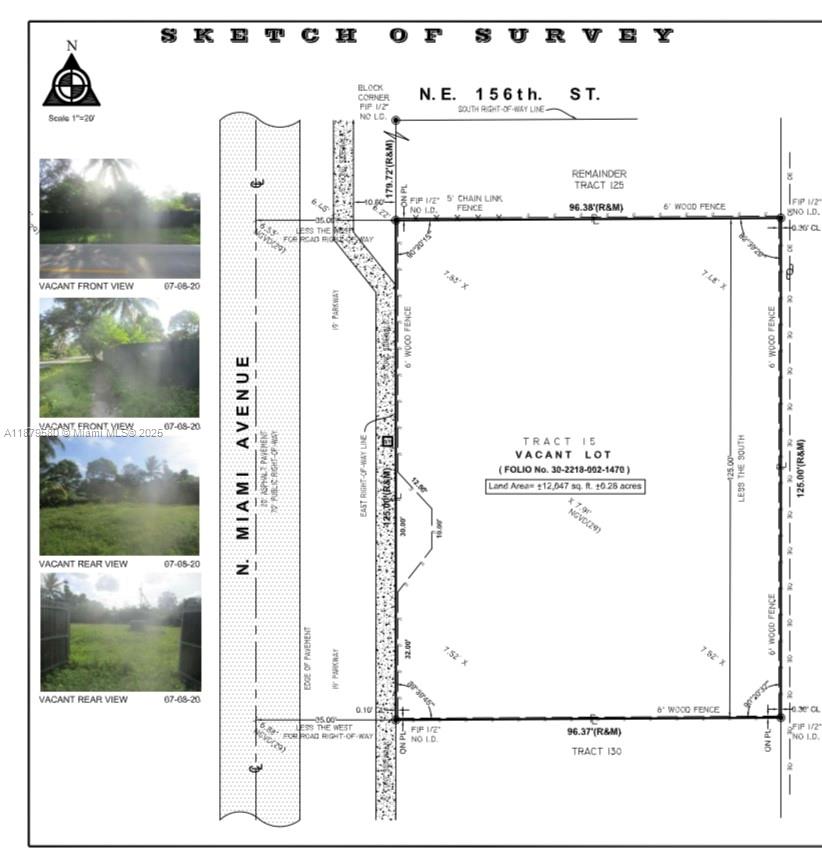 This is a survey map showing the dimensions and boundaries of a vacant land parcel — 15505 N Miami Ave, Miami FL 33169, MIAMI, FL