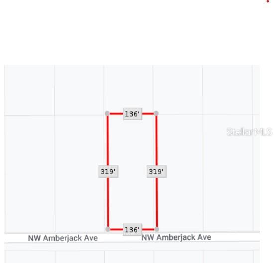 This is a map showing the rectangular dimensions of a plot of land — NW AMBERJACK, LOT #33, DUNNELLON, FL