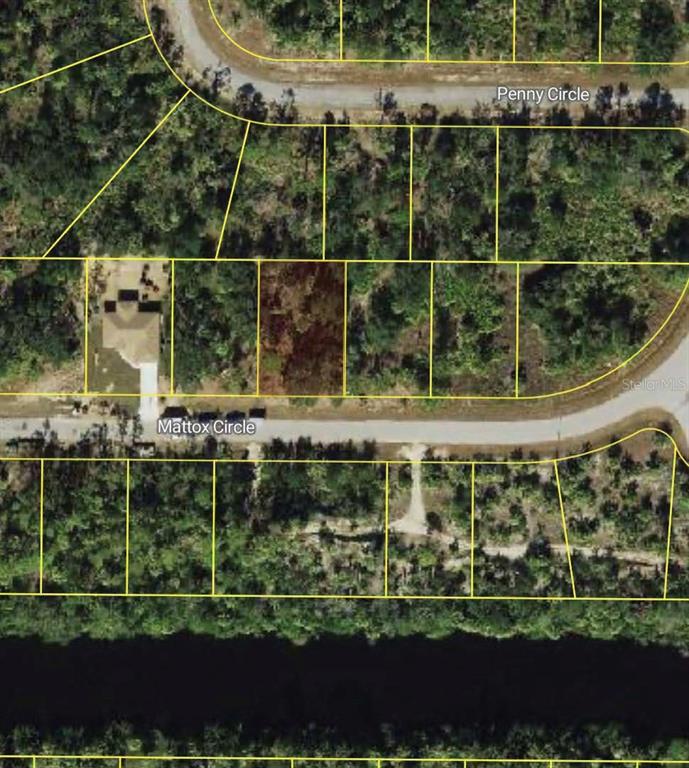 This is an aerial map showing residential lots along Mattox Circle and Penny Circle — MATTOX CIRCLE, NORTH PORT, FL