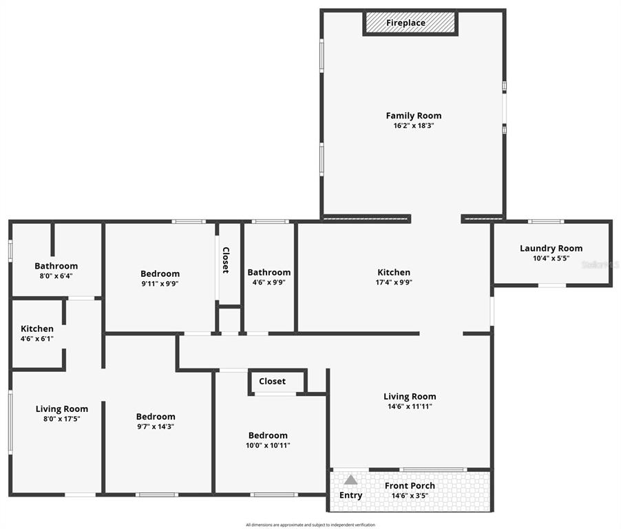 This is a floor plan showing the layout of a house with multiple rooms — 3605 W FLORA STREET, TAMPA, FL