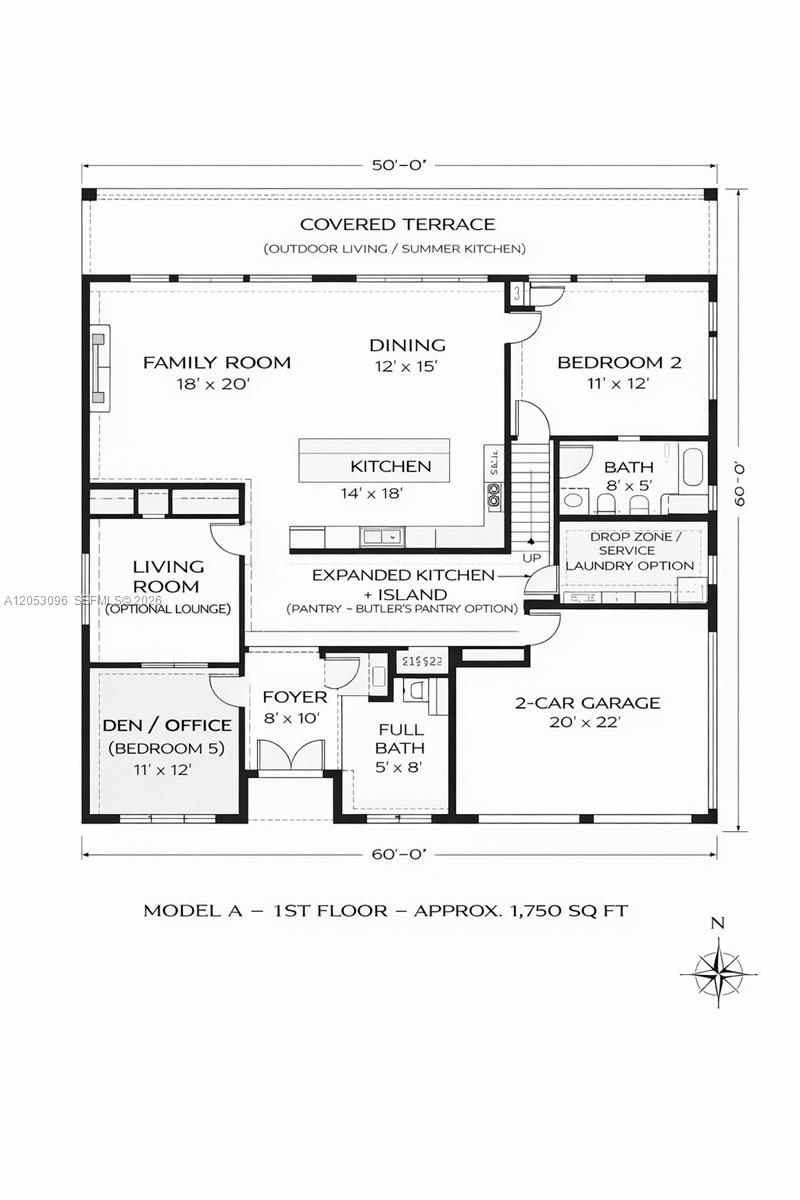This is a floor plan for the first level of a residential home — 5766 SW 41st St, Miami FL 33155, MIAMI, FL