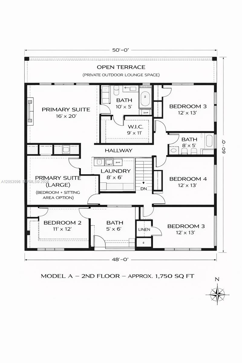 This is a floor plan for the second level of a residential home — 5766 SW 41st St, Miami FL 33155, MIAMI, FL