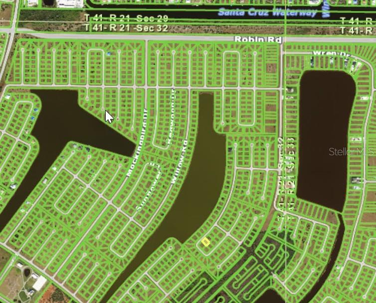 This is a map showing a residential neighborhood with a highlighted vacant lot — 28 CARNATION DRIVE, PLACIDA, FL