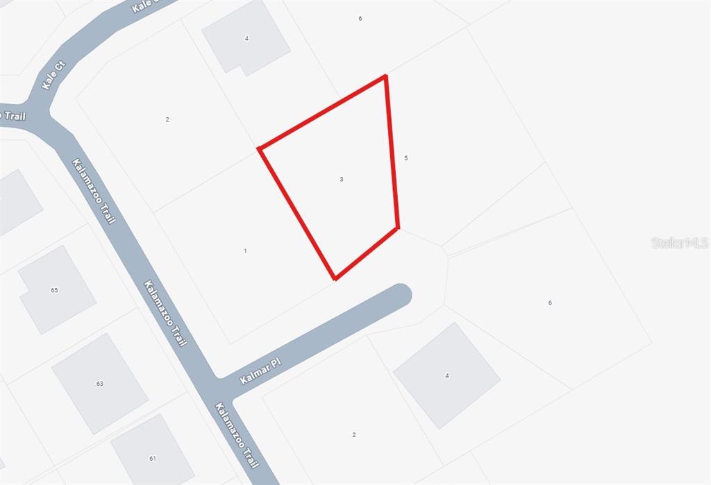 This is a map showing a highlighted parcel of land in a residential neighborhood — 3 KALMAR PLACE, PALM COAST, FL