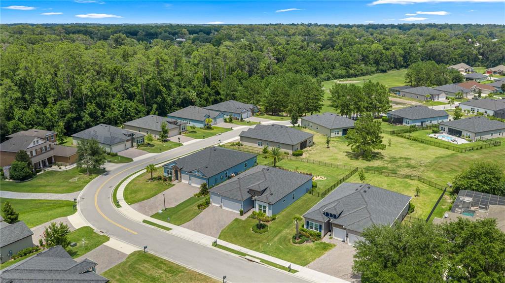 An aerial view shows a suburban neighborhood with single-family homes, paved streets, and surrounding trees — 4227 SE 11TH AVENUE, OCALA, FL