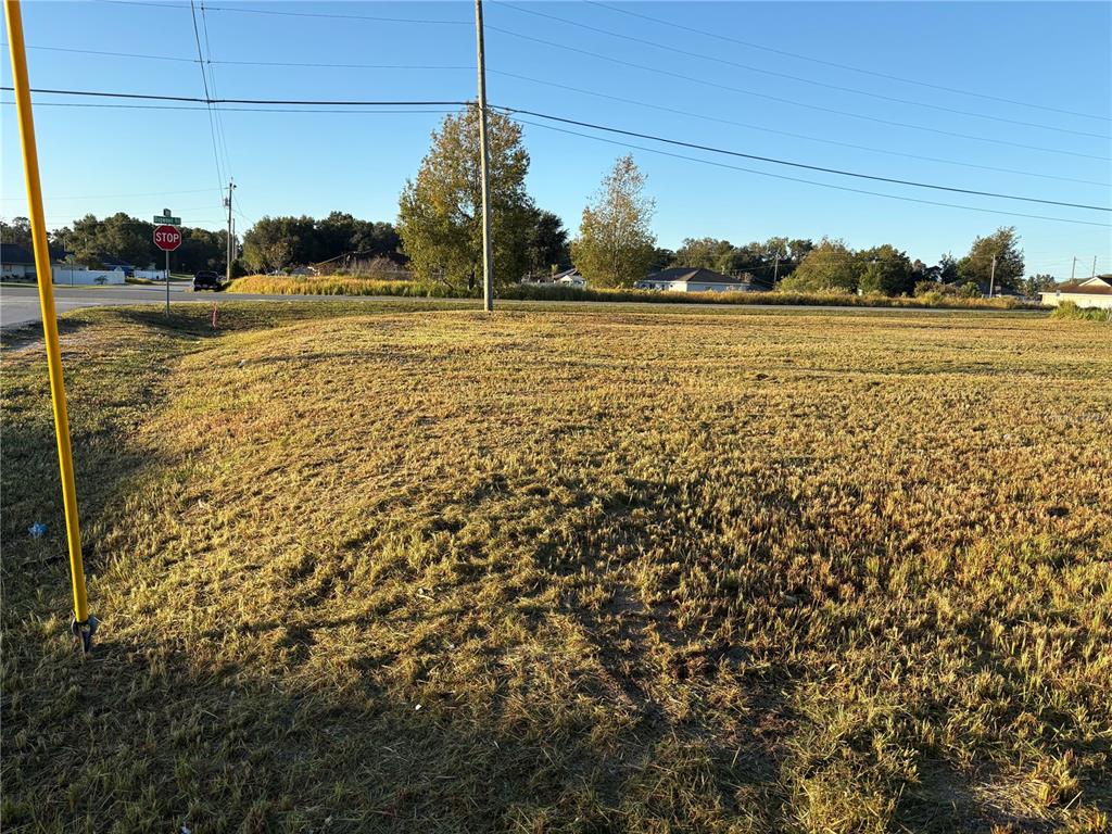A vacant, grassy corner lot features a utility pole and a distant stop sign — 0 DOGWOOD ROAD, OCALA, FL