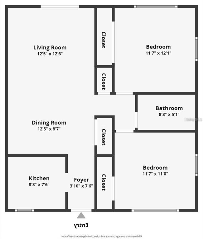 This is a floor plan of a two-bedroom apartment with a kitchen, bathroom, and living area — 1109 E ROHE STREET UNIT A & B, TARPON SPRINGS, FL