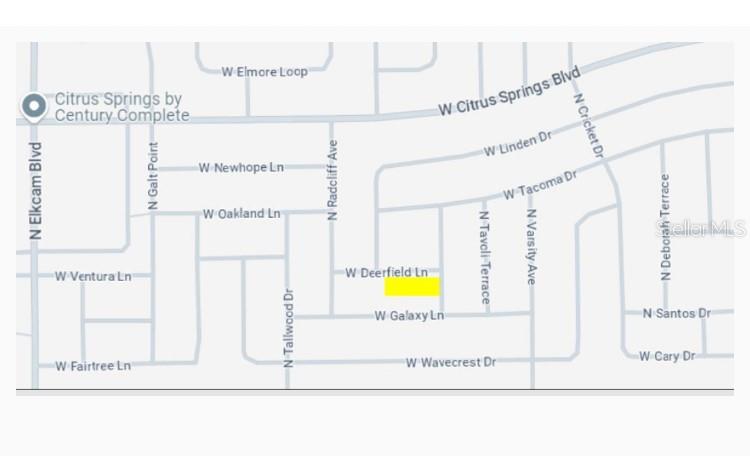 This is a map showing the location of a property in a residential neighborhood — 2156 W DEERFIELD LANE, DUNNELLON, FL