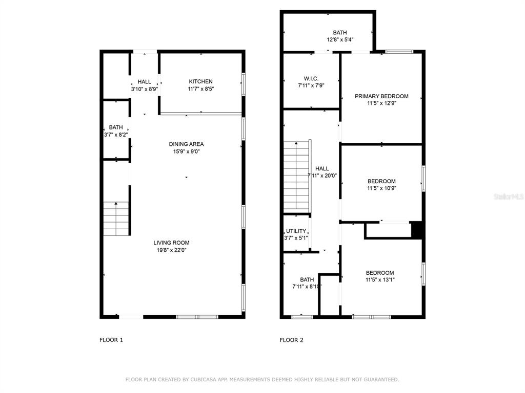 This is a two-story floor plan showing the layout of a residential home — 1926 FAIRFIELD AVENUE S, ST PETERSBURG, FL