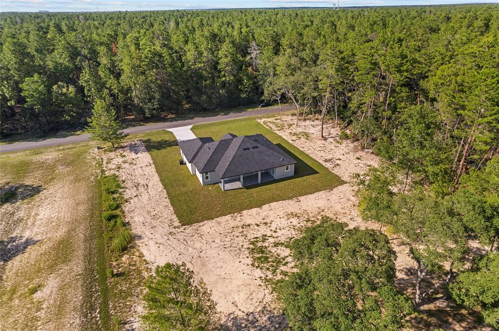The front entrance of a modern house features double doors, stone flooring, and exterior lighting — 4660 SW 179TH PLACE, OCALA, FL