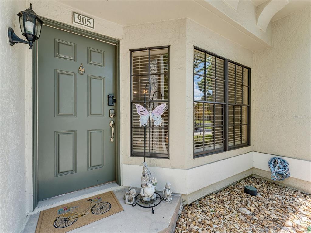 A green front door with a house number, a butterfly decoration, and a bicycle doormat — 5100 BURCHETTE ROAD UNIT 905, TAMPA, FL