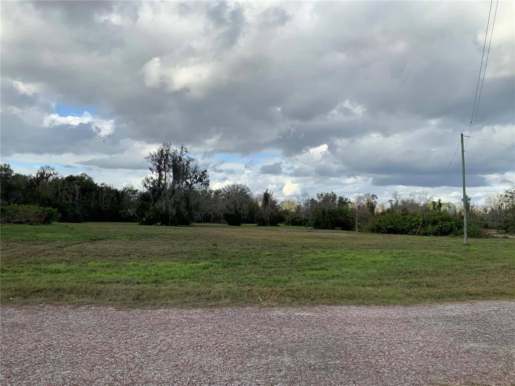 A large, flat, grassy vacant lot under a cloudy sky with trees in the background — 12301 WOODLEA ROAD, TAVARES, FL