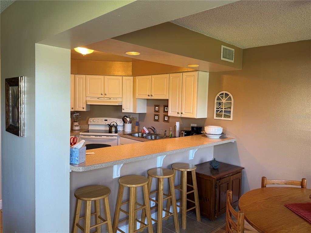 A grassy backyard features a wooden fence, a large tree, and a view of water — 1515 PINELLAS BAYWAY S UNIT 42, ST PETERSBURG, FL