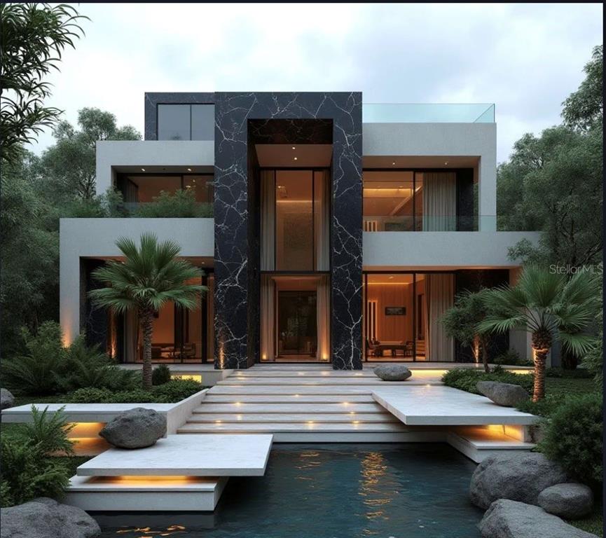 This is a rendering of a modern luxury home with a marble facade and pool — Lot 10 DORADO BCH PLANTATION, DORADO, PR