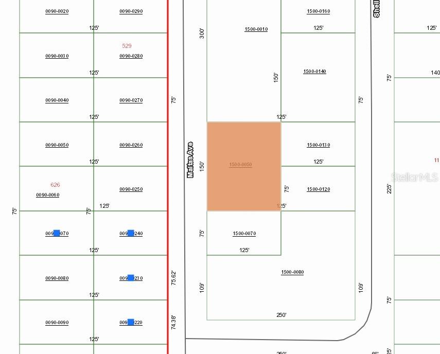 This is a property map showing parcel boundaries and dimensions along Maltas Ave — 00 MALTAS AVENUE, INTERLACHEN, FL