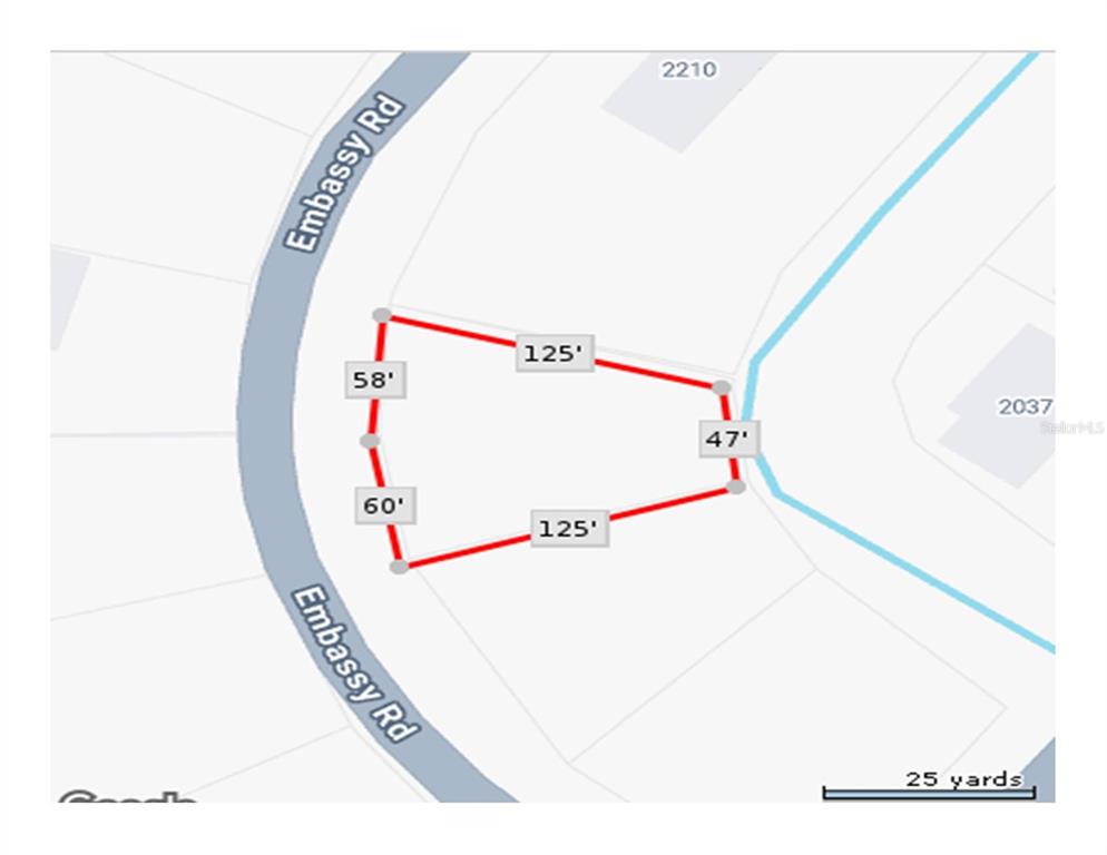 This is a map showing the property lines and dimensions of a plot of land — EMBASSY ROAD, NORTH PORT, FL