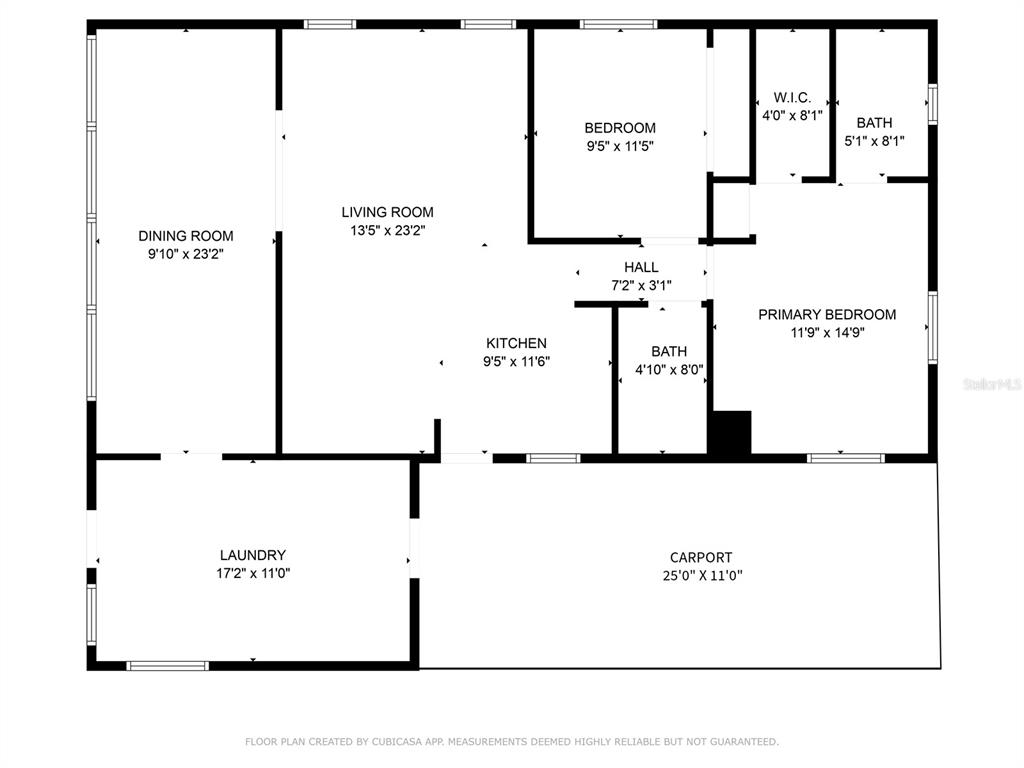 This is a floor plan showing a home with a living room, kitchen, and two bedrooms — 1401 W HIGHWAY 50 UNIT 143, CLERMONT, FL