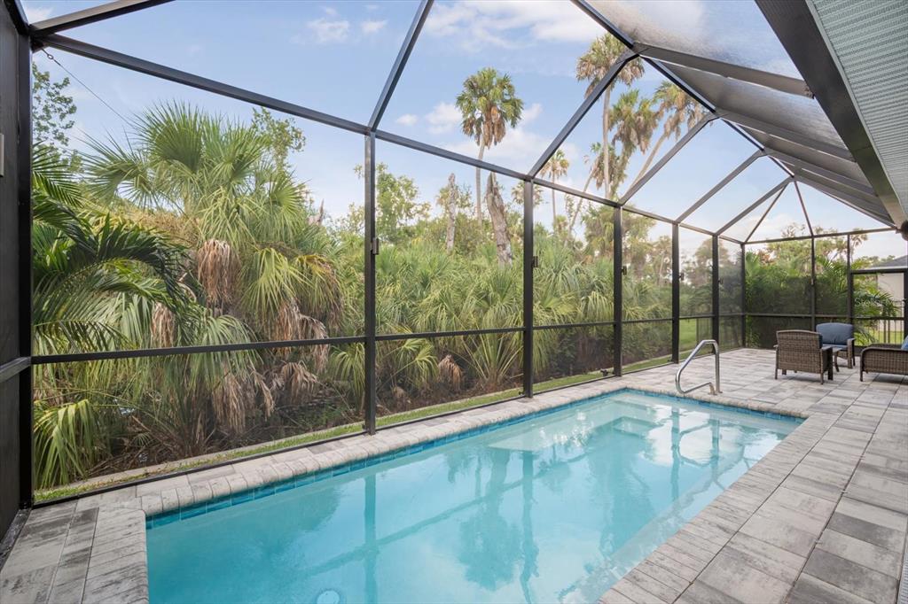 This is a floor plan for a single-story residential home with a garage and lanai — 5640 TREVESTA PLACE, PALMETTO, FL