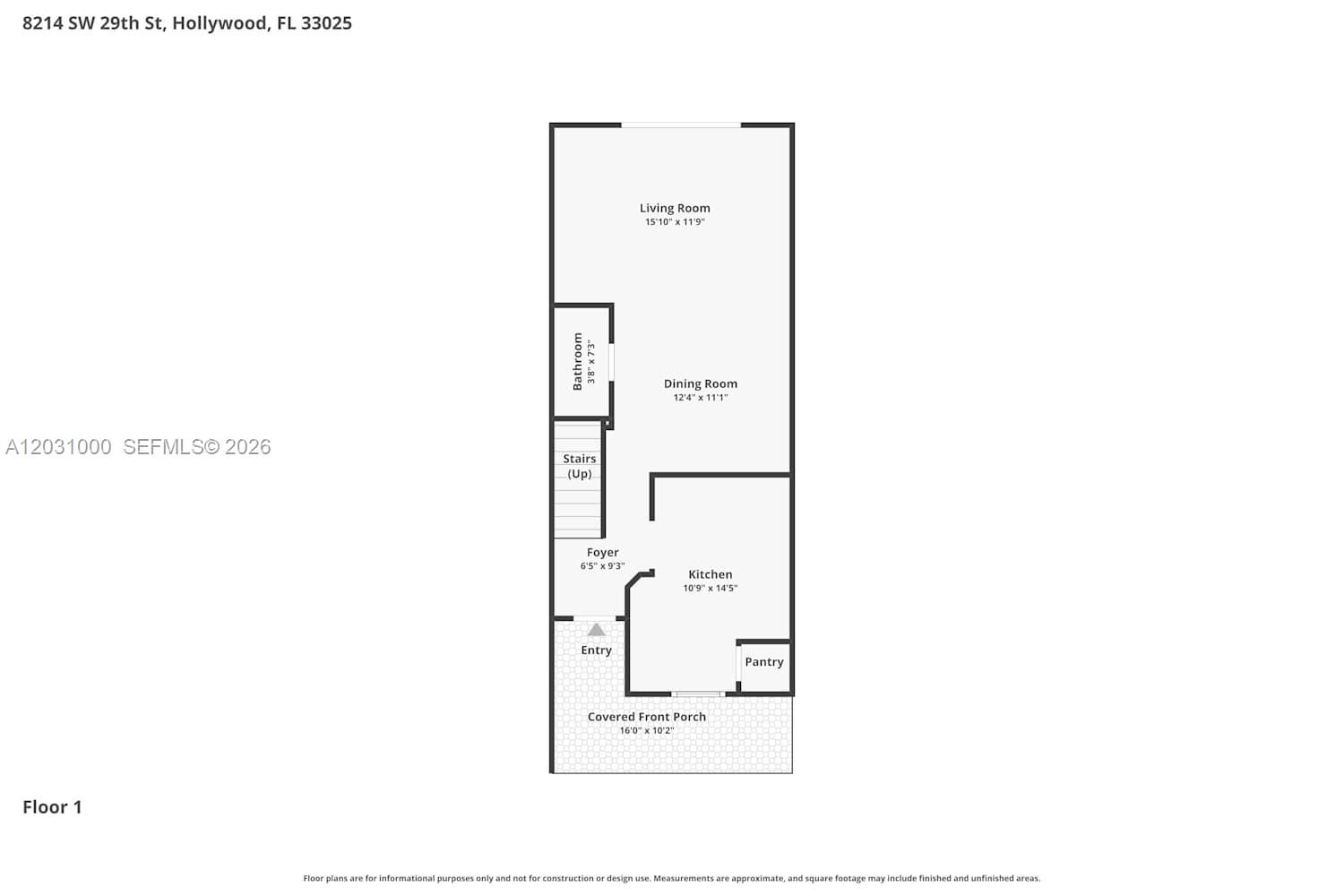 This is a floor plan for the first level of a residential property — MIRAMAR, FL