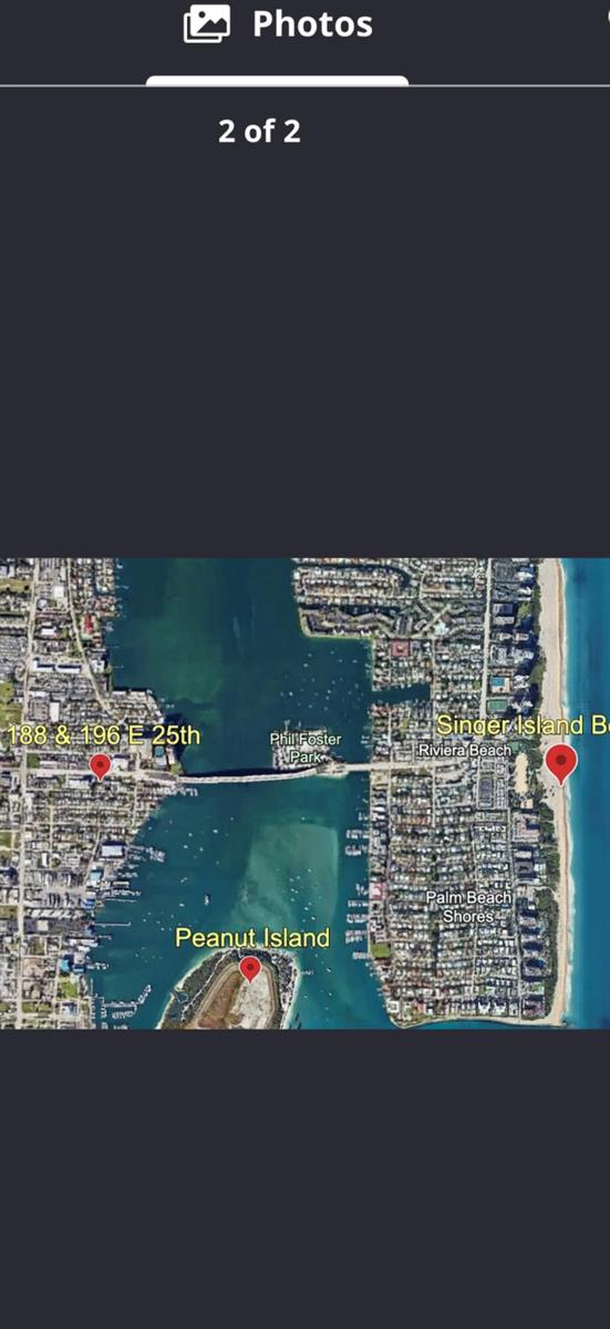This map shows the location of properties near Phil Foster Park and Peanut Island — 188 E 25th Street, Riviera Beach FL 33404, RIVIERA BEACH, FL