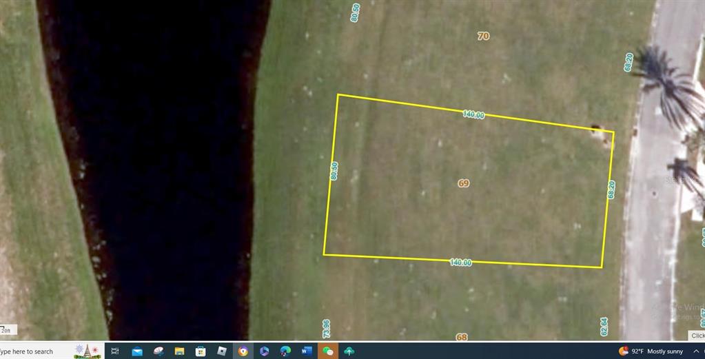 An aerial map view shows a rectangular residential lot outlined in yellow near a canal — 109 SE RIO SIENA, PORT SAINT LUCIE, FL