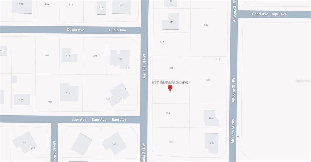 This is a map showing street layouts and property locations in a residential neighborhood — 317 GRENADA STREET, PORT CHARLOTTE, FL