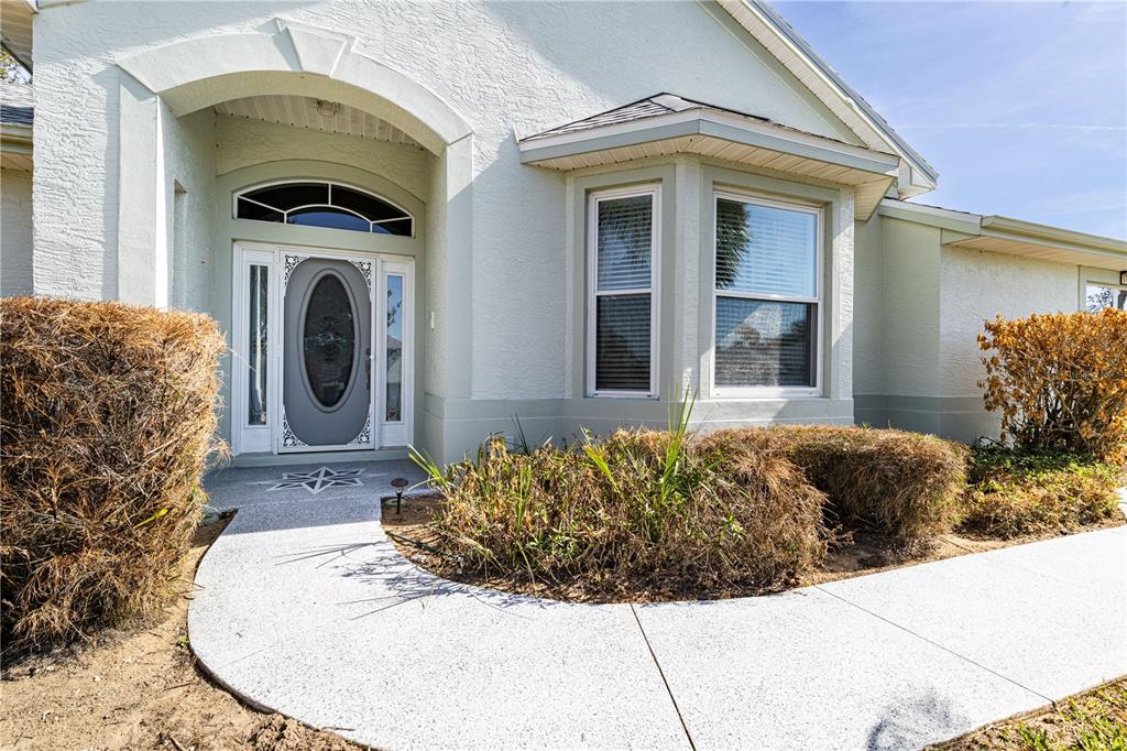 A single-story house with a light-colored exterior, a palm tree, and a landscaped front yard — 5732 FREEPORT DRIVE, TAVARES, FL