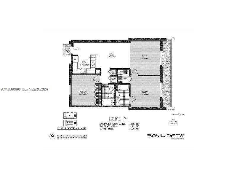 This is a floor plan for a condo unit featuring two bedrooms, two bathrooms, and balconies — 455 NE 25th St # 407, Miami FL 33137, MIAMI, FL
