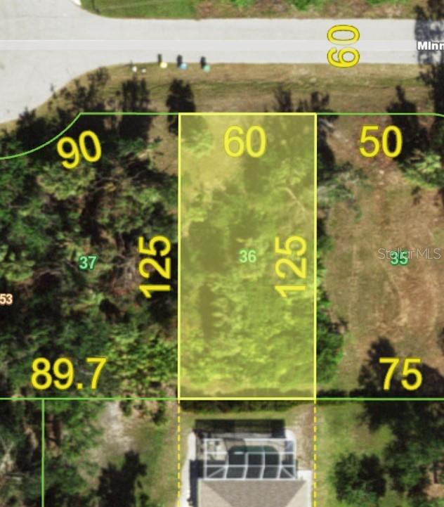 This is a map showing a rectangular residential lot with dimensions of 60 by 125 feet — 107 MINNOW WAY, ROTONDA WEST, FL