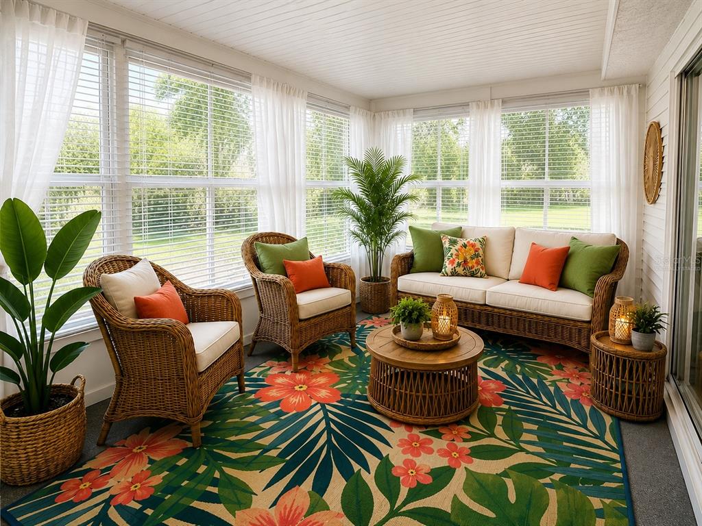 A bedroom features light gray walls, wood-look flooring, and a window with sheer curtains — 6311 SW 106TH PLACE, OCALA, FL