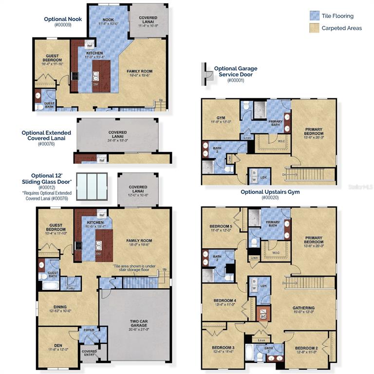 This floor plan shows the layout of a two-story house with multiple bedroom and living options — 2060 IORIO STREET, ST CLOUD, FL