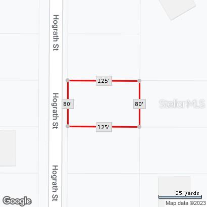 This is a map showing the rectangular property boundaries and dimensions of a vacant lot — 4320 HOGRATH STREET, PORT CHARLOTTE, FL