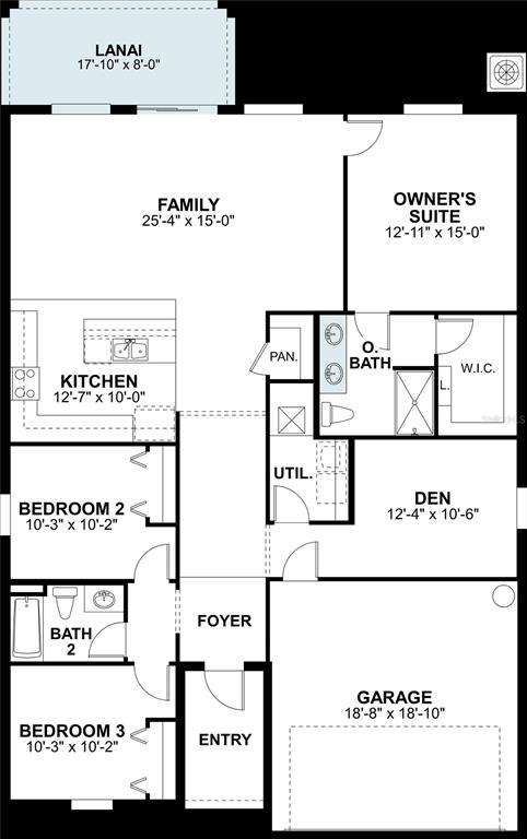This is a floor plan for a single-story home with three bedrooms and a garage — 4542 LAKE FOX DRIVE, LAKELAND, FL