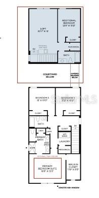 This is a floor plan showing the layout of a two-story residential unit — 13008 SUNSET GARDEN LANE, WINTER GARDEN, FL