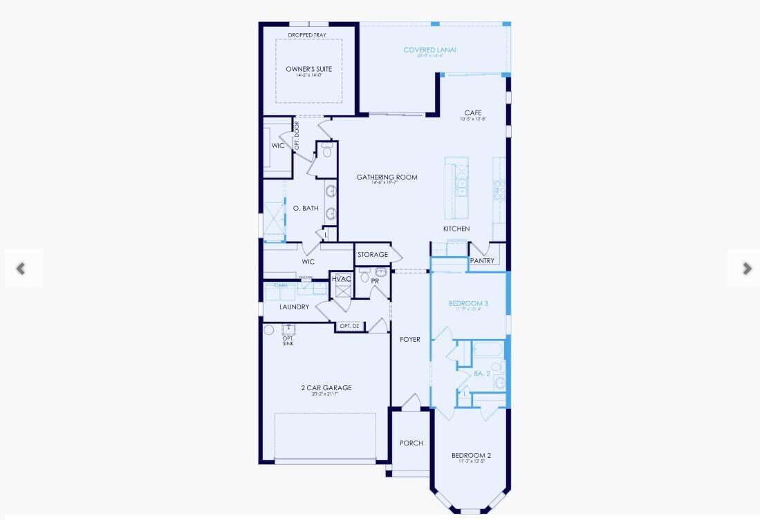 This is a floor plan for a single-story home featuring three bedrooms and a garage — 4405 SW Cornerstone Way # 167, Stuart FL 34997, STUART, FL