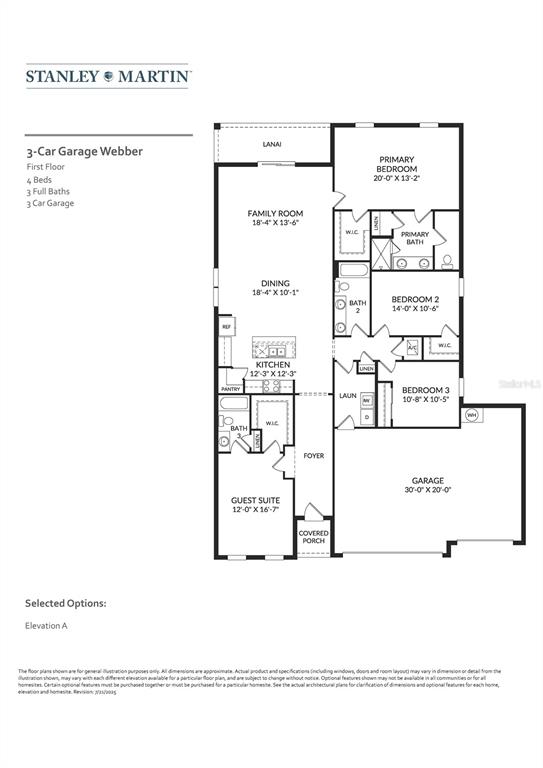 This is a floor plan for a single-story house with four bedrooms and a garage — 23595 GRINDSTONE WAY, SORRENTO, FL