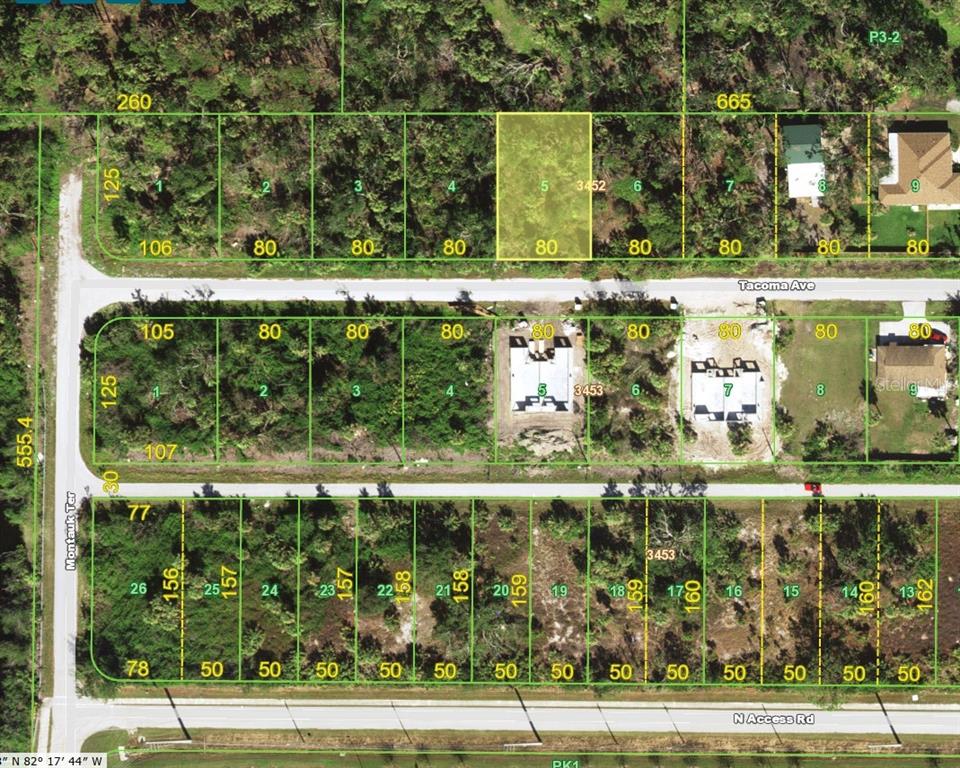 This is a satellite map showing residential land parcels and street layouts — 9218 TACOMA AVENUE, ENGLEWOOD, FL