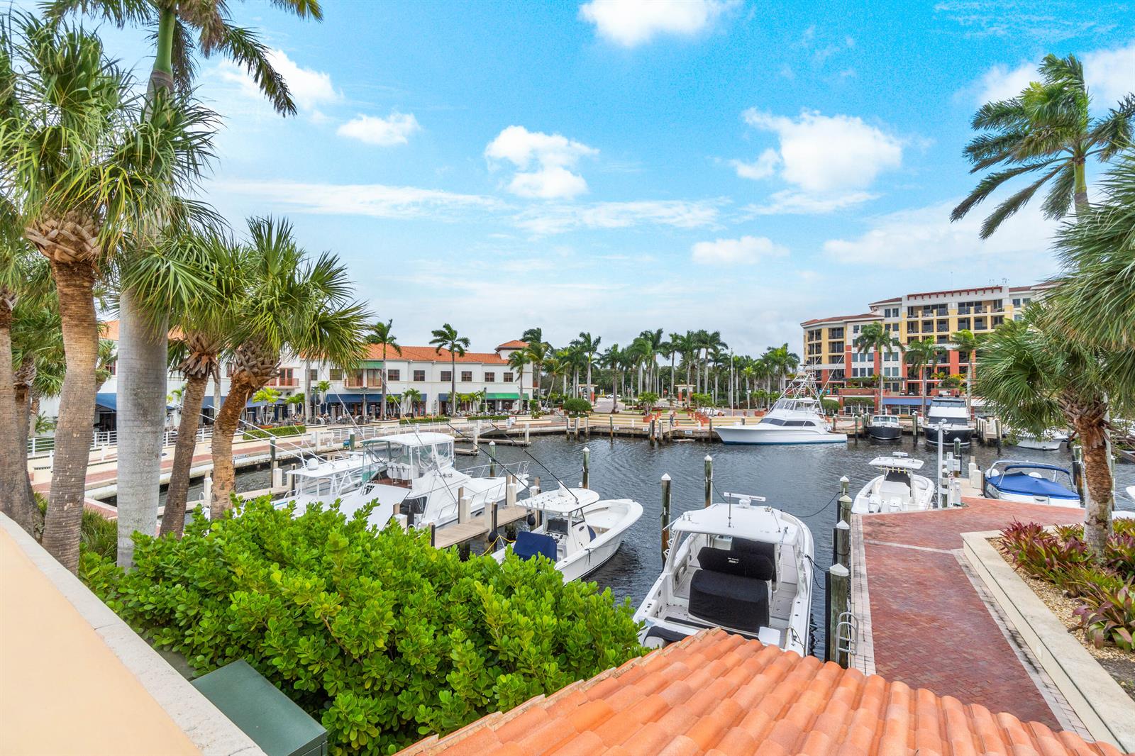 An elevated view of a marina with several docked boats and surrounding palm trees — 340 S Us Hwy 1 # 301, Jupiter FL 33477, JUPITER, FL