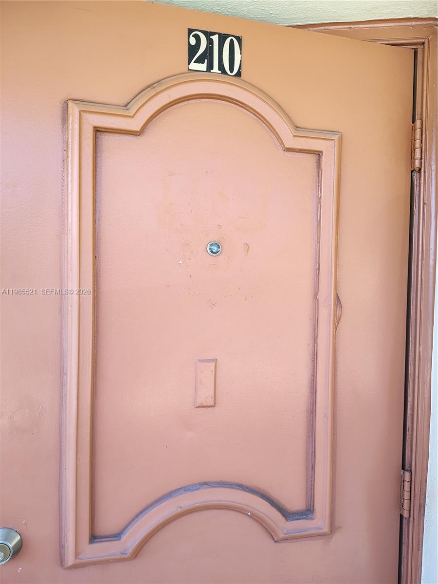 A brown door with a peephole and the number 210 displayed above it — 3051 E Sunrise Lakes Dr # 210, Sunrise FL 33322, SUNRISE, FL