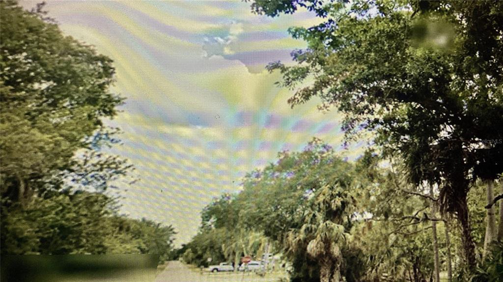 A view of a road lined with trees and vegetation under a cloudy sky — 22552 MOROCCO AVENUE, PORT CHARLOTTE, FL