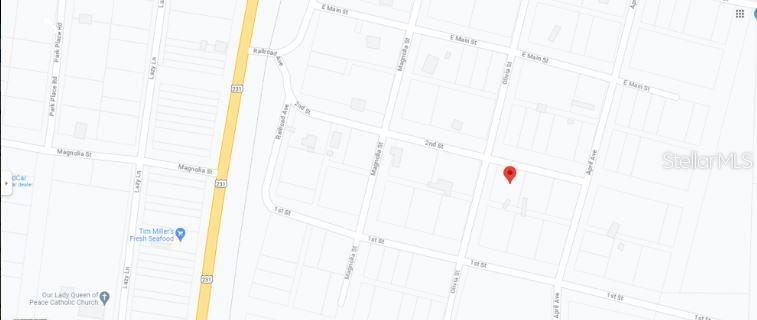 This is a map showing street layouts and a red location marker — 2ND STREET, FOUNTAIN, FL